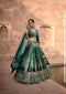 Green Heritage Bridal Designer Lehenga with All Over Embroidery Work For Women