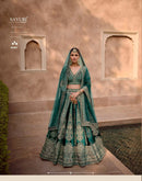 Green Heritage Bridal Designer Lehenga with All Over Embroidery Work For Women