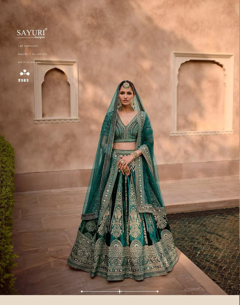 Green Heritage Bridal Designer Lehenga with All Over Embroidery Work For Women