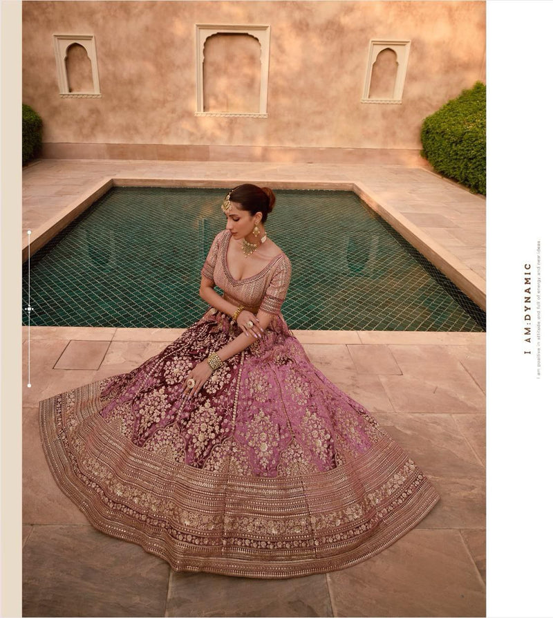 Pink Heritage Bridal Designer Lehenga with All Over Embroidery Work For Women