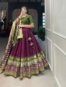 WEDDING SPECIAL MULTICOLOUR COTTON KUTCHI PATCHWORK LEHENGA CHOLI WITH DUPATTA SET FOR WOMEN