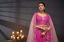 Pink Embroidered Sequined Silk Lehenga & Unstitched Blouse With Dupatta For Women