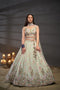 Off White Embroidered Sequined Silk Lehenga & Unstitched Blouse With Dupatta For Women