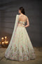 Off White Embroidered Sequined Silk Lehenga & Unstitched Blouse With Dupatta For Women