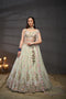 Off White Embroidered Sequined Silk Lehenga & Unstitched Blouse With Dupatta For Women