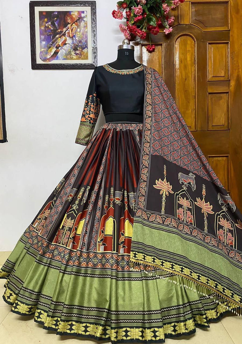 WEDDING SPECIAL MULTICOLOUR COTTON KUTCHI PATCHWORK LEHENGA CHOLI WITH DUPATTA SET FOR WOMEN