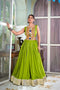 Neon Color Sabyasachi Kutchi Gamthi Work Lehenga Choli For Women