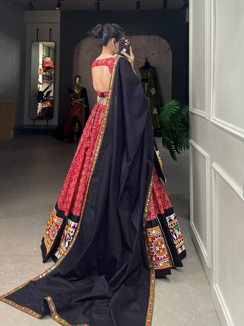 Multi Color Sabyasachi Kutchi Gamthi Work Lehenga Choli For Women