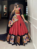 Multi Color Sabyasachi Kutchi Gamthi Work Lehenga Choli For Women