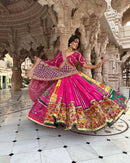 Pink Cotton Mirror Work Rajasthani Navratri lehenga Choli