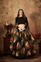 Black Printed Faux Georgette Lehenga Choli With Thread Embroidery For Women