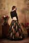 Black Printed Faux Georgette Lehenga Choli With Thread Embroidery For Women