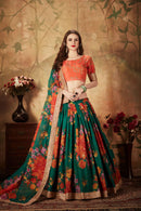 Multi Color Printed Faux Georgette Lehenga Choli With Thread Embroidery For Women