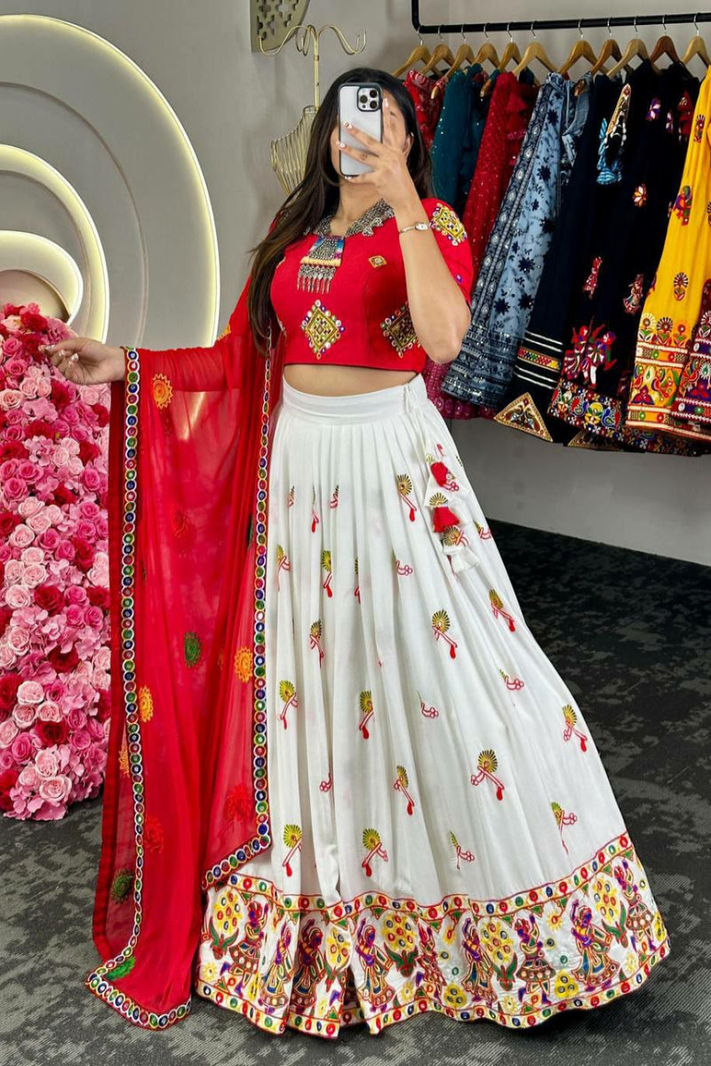 Navratri Special Heavy Rayon Printed Silk Lahenga Choli with Dupatta set for women