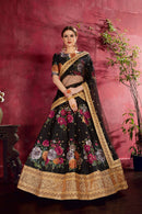 Multi Color Printed Faux Georgette Lehenga Choli With Thread Embroidery With Dupatta Set For Women