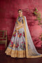 Multi Color Printed Faux Georgette Lehenga Choli With Thread Embroidery With Dupatta Set For Women