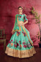 Multi Color Printed Faux Georgette Lehenga Choli With Thread Embroidery With Dupatta Set For Women