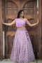 Purple Faux Georgette Lehenga Choli With Thread Embroidery With Dupatta Set For Women