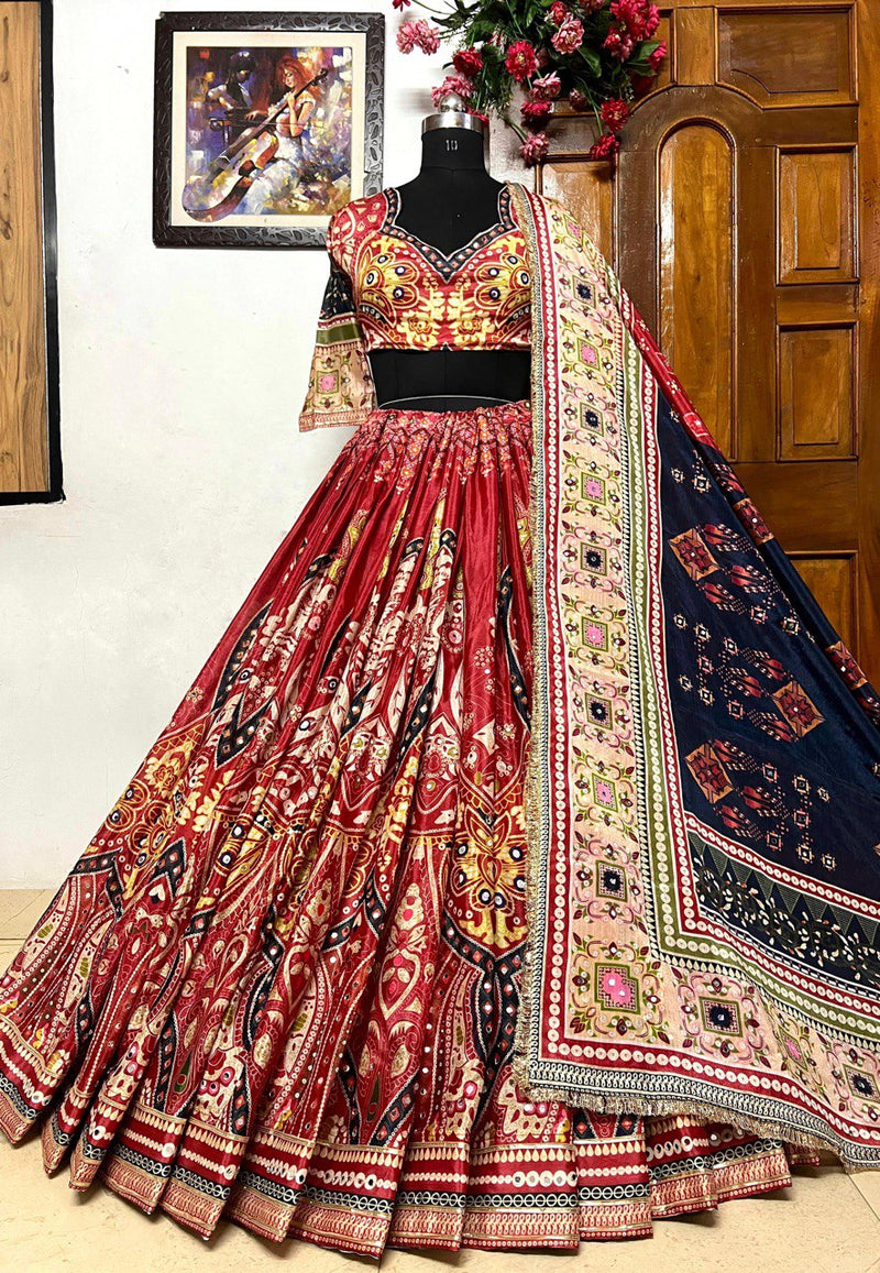 WEDDING SPECIAL MULTICOLOUR COTTON KUTCHI PATCHWORK LEHENGA CHOLI WITH DUPATTA SET FOR WOMEN