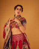 WEDDING SPECIAL MULTICOLOUR COTTON KUTCHI PATCHWORK LEHENGA CHOLI WITH DUPATTA SET FOR WOMEN