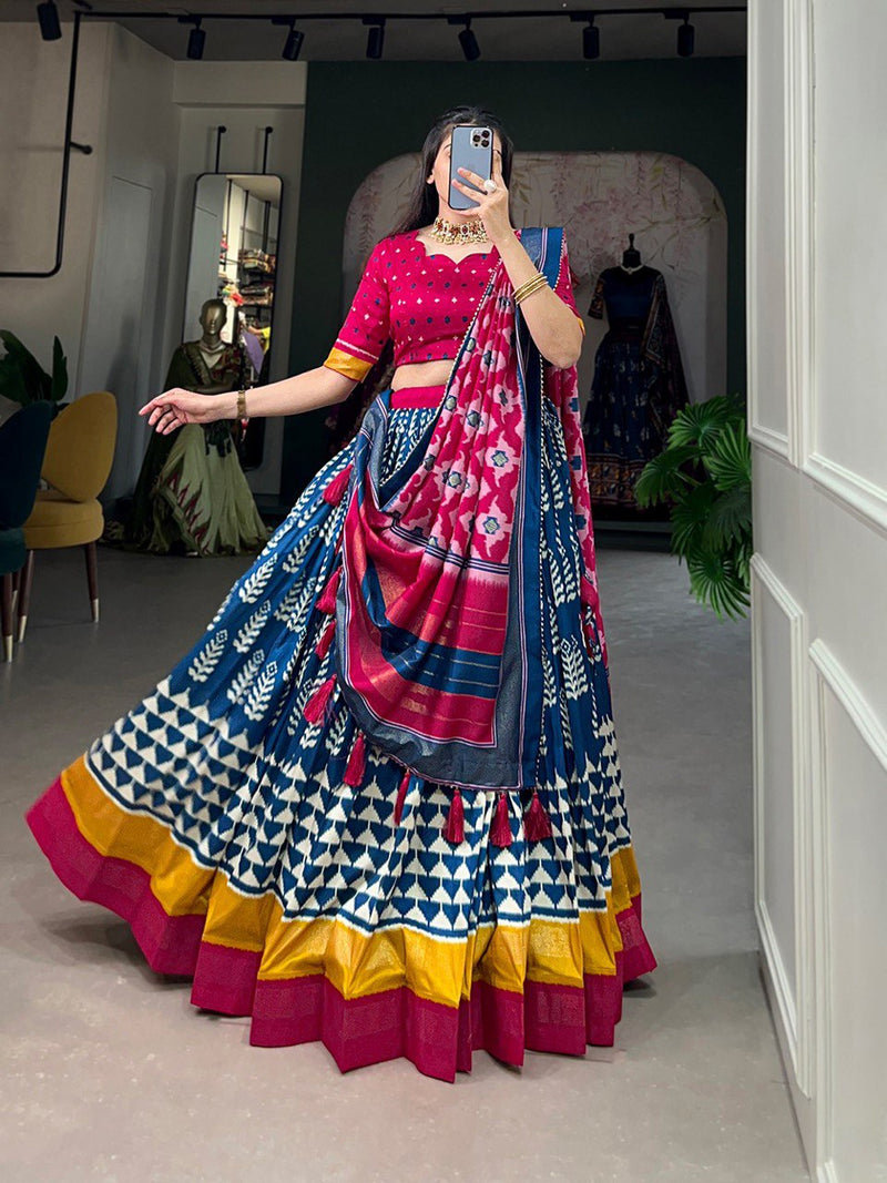 Multi Color Sangeet Night Special Cotton Kutchi Patchwork Lehenga Choli For Women