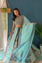 Sky Blue Embroidered Sequined Silk Lehenga & Unstitched Blouse With Dupatta For Women