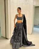 Black Heritage Bridal Designer Lehenga with All Over Embroidery Work For Women