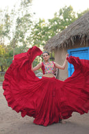 Red Color Wedding Special Kutchi Gamthi Work Lehenga Choli For Women