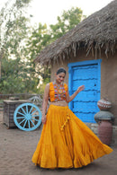 Yellow Color Wedding Special Kutchi Gamthi Work Lehenga Choli For Women