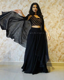 Presenting Heavy Faux Georgette Flare Black Lehenga For Girls