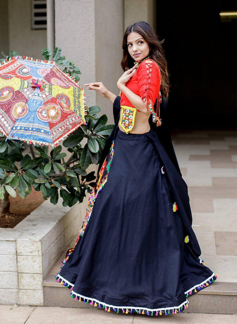 Multi Color Wedding Special Kutchi Gamthi Work Lehenga Choli For Women