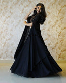 Presenting Heavy Faux Georgette Flare Black Lehenga For Girls