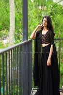 Presenting Heavy Faux Georgette Flare Black Lehenga For Girls