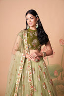 Multi Color Women Embellished Flared Lehenga Choli Set with All Over Sequined Embroidery Work