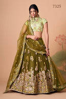 Multi Color Women Embellished Flared Lehenga Choli Set with All Over Sequined Embroidery Work