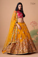 Multi Color Women Embellished Flared Lehenga Choli Set with All Over Sequined Embroidery Work