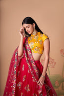 Multi Color Women Embellished Flared Lehenga Choli Set with All Over Sequined Embroidery Work