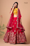 Multi Color Women Embellished Flared Lehenga Choli Set with All Over Sequined Embroidery Work