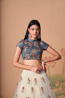 Multi Color Women Embellished Flared Lehenga Choli Set with All Over Sequined Embroidery Work