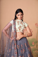 Multi Color Women Embellished Flared Lehenga Choli Set with All Over Sequined Embroidery Work