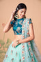 Multi Color Women Embellished Flared Lehenga Choli Set with All Over Sequined Embroidery Work