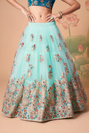 Multi Color Women Embellished Flared Lehenga Choli Set with All Over Sequined Embroidery Work