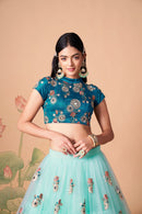 Multi Color Women Embellished Flared Lehenga Choli Set with All Over Sequined Embroidery Work