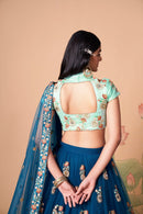 Multi Color Women Embellished Flared Lehenga Choli Set with All Over Sequined Embroidery Work