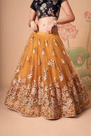 Multi Color Women Embellished Flared Lehenga Choli Set with All Over Sequined Embroidery Work