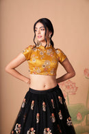 Multi Color Women Embellished Flared Lehenga Choli Set with All Over Sequined Embroidery Work