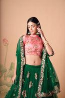 Multi Color Women Embellished Flared Lehenga Choli Set with All Over Sequined Embroidery Work