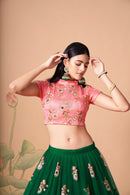 Multi Color Women Embellished Flared Lehenga Choli Set with All Over Sequined Embroidery Work