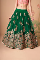 Multi Color Women Embellished Flared Lehenga Choli Set with All Over Sequined Embroidery Work