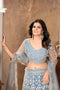 Presenting Heavy Designer Embroidered Net Lehenga Light Blue